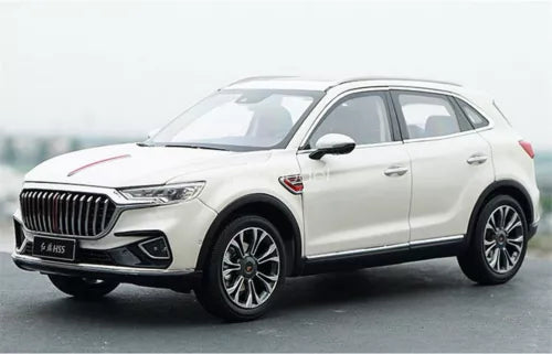 1/18 scale HongQi HS5 diecast SUV model car, white, front three-quarter view