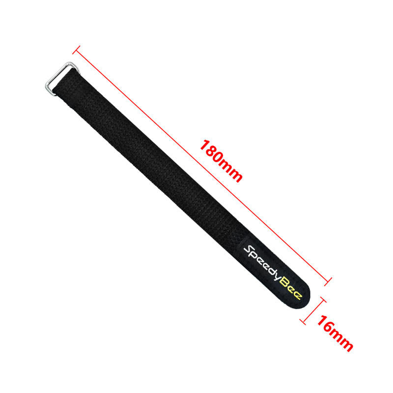 Black nylon drone battery strap with Velcro closure, 180 x 16 mm