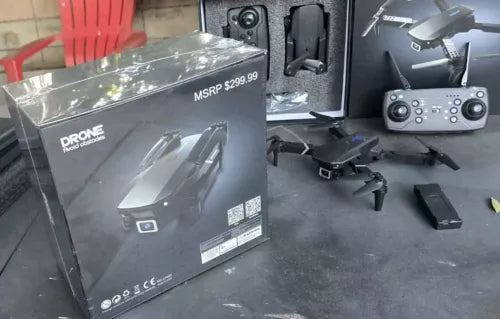 Smart drone kit with box, remote controller, and drone body