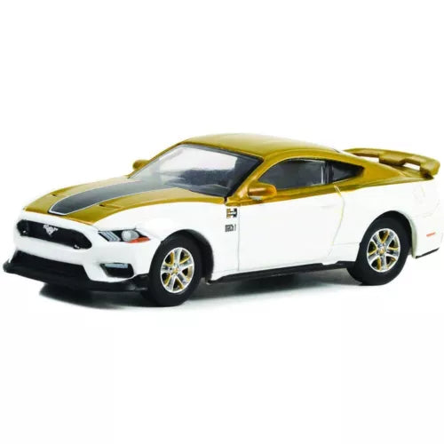 1:64 diecast sports coupe, white with yellow hood stripe