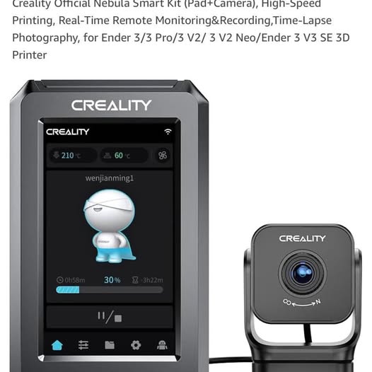 Creality smart monitoring display tablet with attached camera module, dark gray