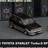 BM Creations 1988 Toyota Starlet Turbo S EP71 - Black - LHD 1:64 Diecast Car Toy