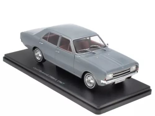 Diecast classic sedan model car, light blue with openable doors on display base