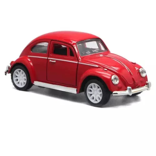 Red 1/36 diecast pull-back car model toy, classic sedan with chrome details