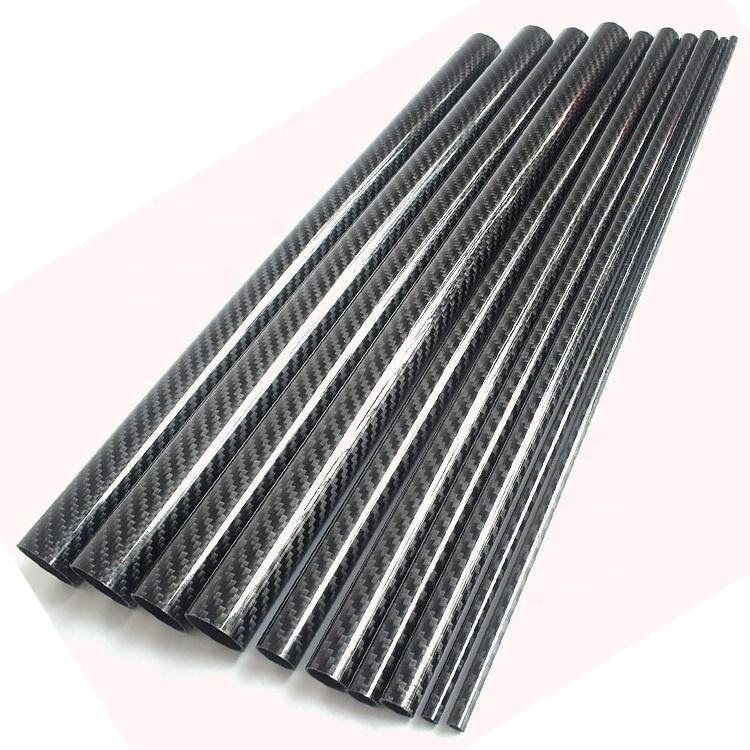 3K carbon fiber tubes set, dark cylindrical tubes with 3K weave texture