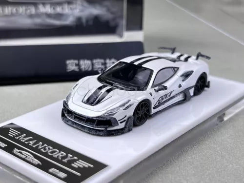 1:64 white sports diecast model car with black front splitter and black wheels