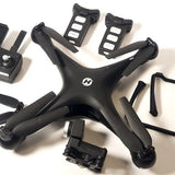 Holy Stone HS110D FPV quadcopter drone, black with four propellers and camera gimbal