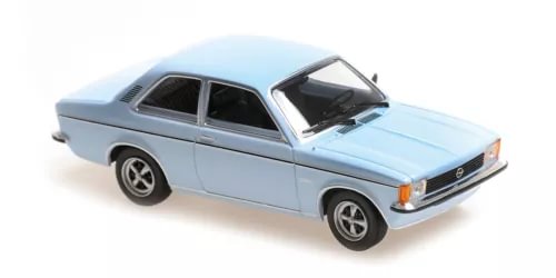 Light blue 1978 Opel Kadett C coupe diecast model, side front view