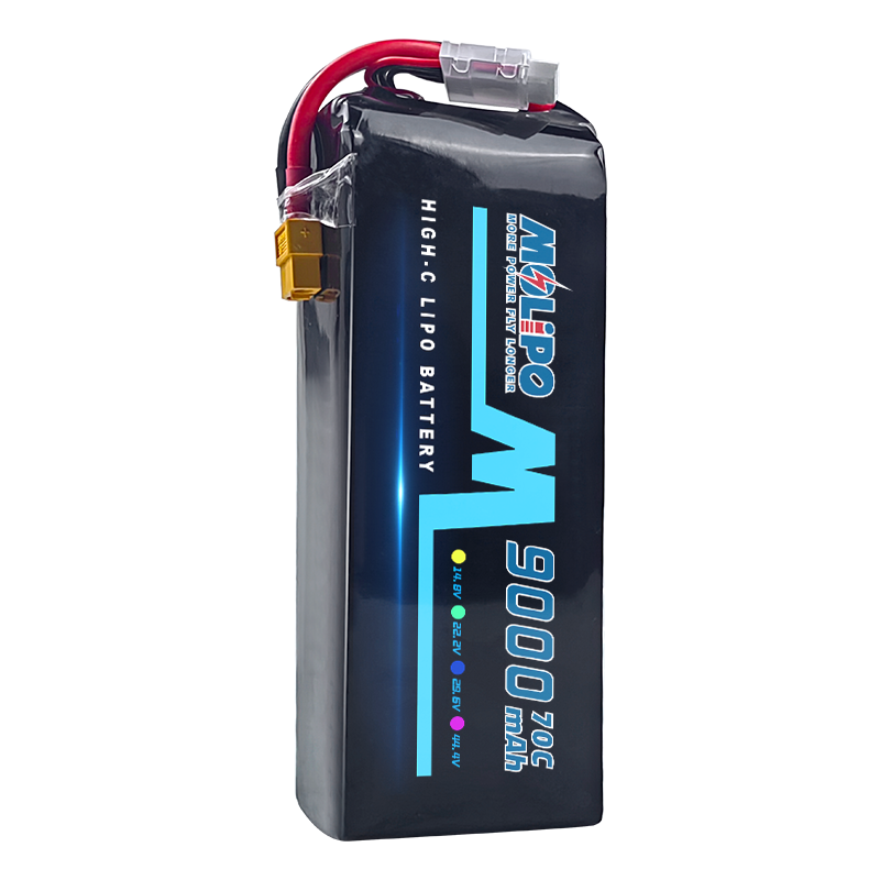 Molipo LiPo UAV battery pack, 6S 22.2V, black with balance plug and leads