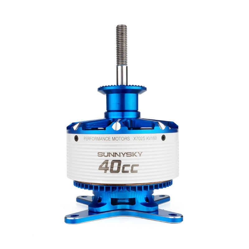 SUNNYSKY 40cc fixed-wing drone motor, blue and white with mounting base