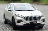 1/18 scale HongQi E-HS3 diecast SUV toy car, front view, silver-gray.