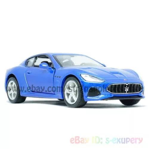 Blue Maserati Gran Turismo 1:36 diecast model car, front three-quarter view