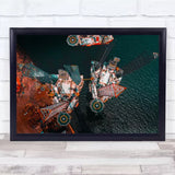 Drone Singapore Orange Seaport Helipad Helicopter Pad Landing Wall Art Print Drone
