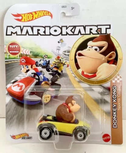 Hot Wheels 1:64 Donkey Kong sports coupe diecast car, yellow