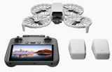 Foldable drone kit with handheld controller screen and two spare batteries