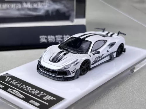 1:64 white sports diecast car with black grille and hood vents