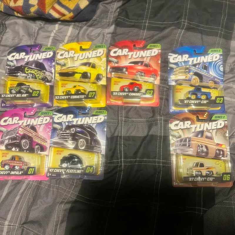 Car Tuned diecast cars in blister packs, assorted classic vehicle designs