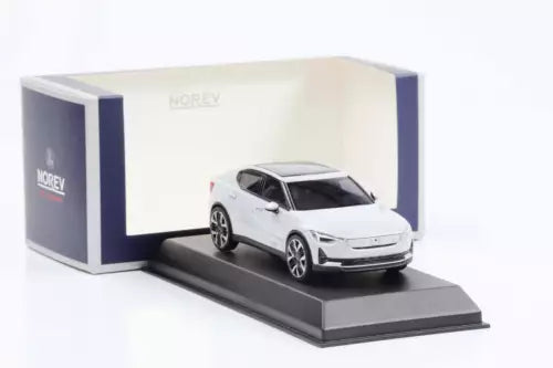 Polestar 2 2024 diecast model car in box, white body, black windows and wheels