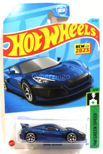 Blue sport diecast model car in Hot Wheels blister pack, 1/64 scale