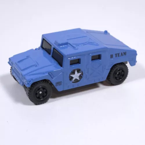 Blue diecast military SUV vehicle model, 1:70 scale, B Team