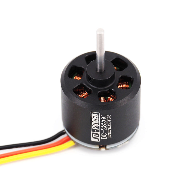 Black DC brushless motor with 3-pin wire leads and vented rotor cap