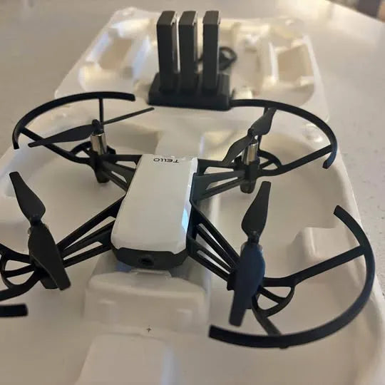 DJI Tello Boost drone with white body and black propeller guards