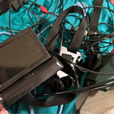 Car camera monitor with mounting straps and connected cables
