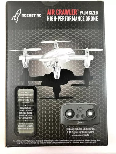 Rocket RC Air Crawler Palm Sized High Performance Stunt Drone Silver - NEW Drone