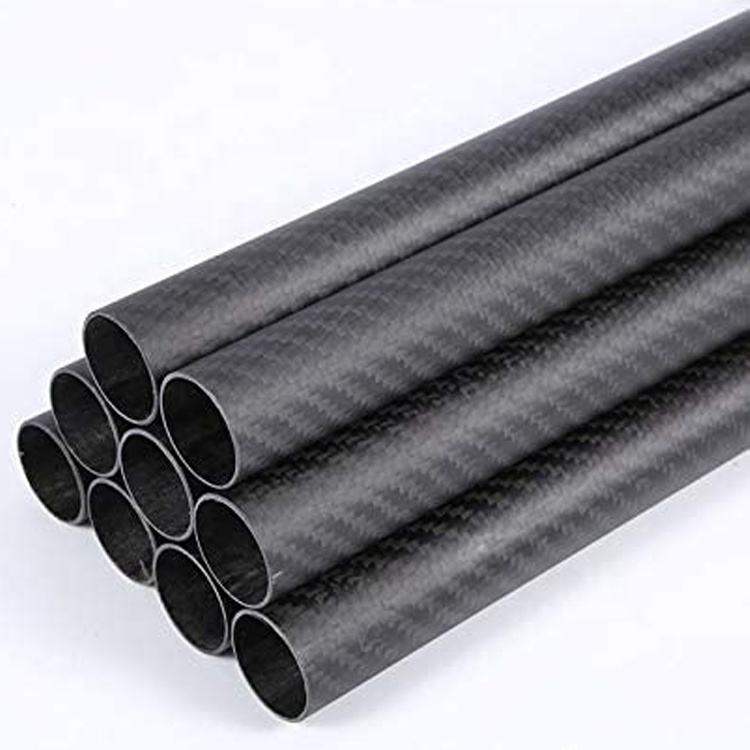 3K carbon fiber telescopic tubes, dark round tubes with carbon weave pattern