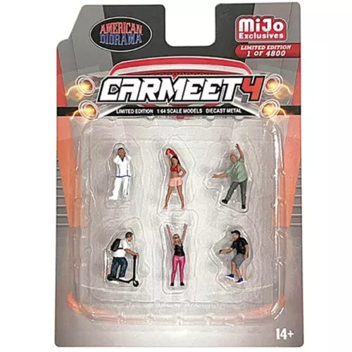 American Diorama 1:64 diecast car meet figure set, seven mini figures in blister pack