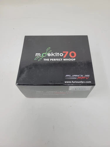 Moskito70 FPV quadcopter drone box, black with logo and website