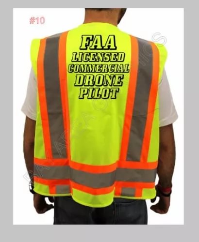LICENSED COMMERCIAL DRONE PILOT SAFETY VEST HI-VISIBILITY REFLECTIVE #10 Drone