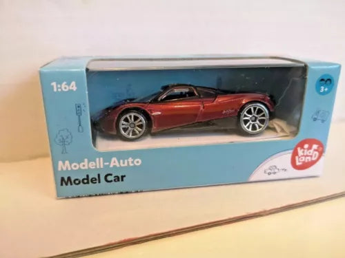 1:64 diecast model car with red sports car in retail box