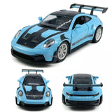 1:36 Porsche 911 GT3 RSR Diecast Model Car Metal Toy Cars Toy Vehicle Boys Blue Toy