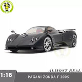 Matte black Pagani Zonda F 2005 diecast model car, front three-quarter view