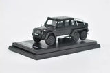 1/64 scale black Mercedes Benz G63 6x6 AMG diecast model car on display base
