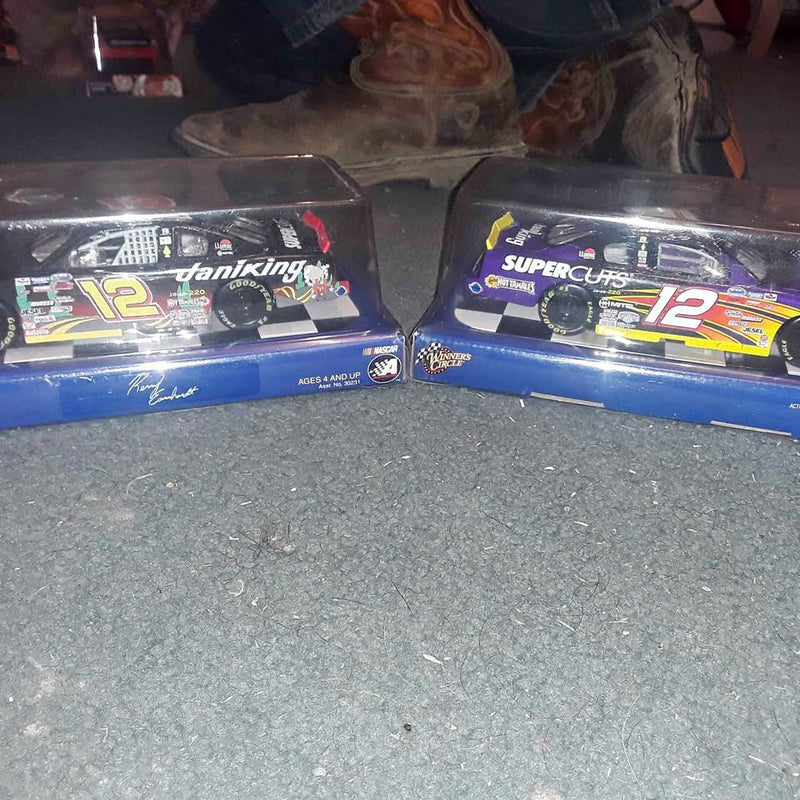 Nascar #12 1:24 diecast replica cars in blue display cases, two-pack