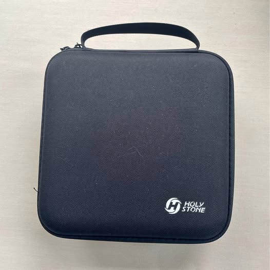 Hard shell drone storage case with handle, navy textured fabric, HOLY STONE logo