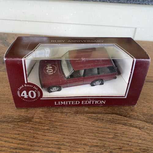 Ruby red 40th anniversary Range Rover diecast model car, limited edition box