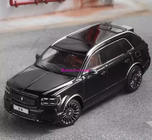 Black 1:64 SUV diecast metal car toy, front three-quarter view