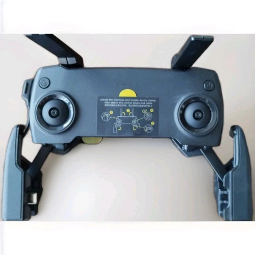 Blue remote controller with dual joysticks and built-in phone mount