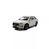 Diecast model car, white 2018 Infiniti QX50, front 3/4 view