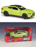 WELLY 1:36 lime green alloy diecast car model toy, boxed, side view