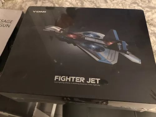 YOMI fighter jet drone box with jet illustration and 'FIGHTER JET' text