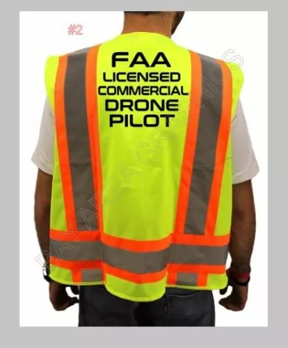 LICENSED COMMERCIAL DRONE PILOT SAFETY VEST HI-VISIBILITY REFLECTIVE #2 Drone
