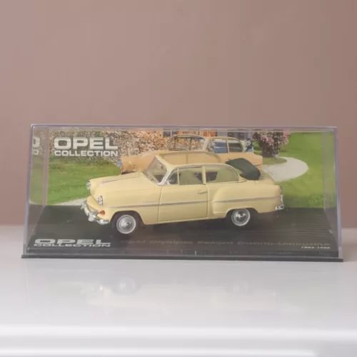 Diecast classic Opel Olympia Rekord cabrio-limousine model in clear display case