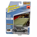 Aston Martin diecast car model in blister box, green body and black wheels