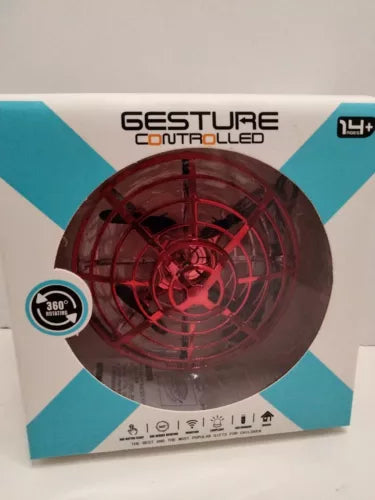 Gesture-controlled LED drone with red glowing rotor ring