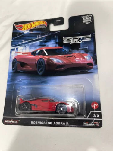 Red diecast Koenigsegg Agera R car in Hot Wheels blister pack