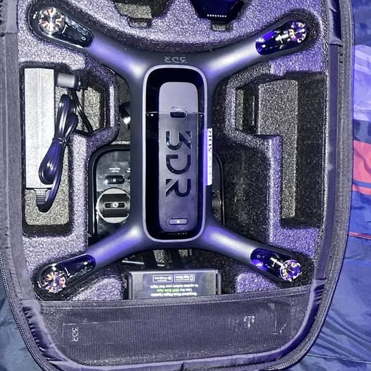 3DR Solo drone case interior with 3DR controller screen and cables